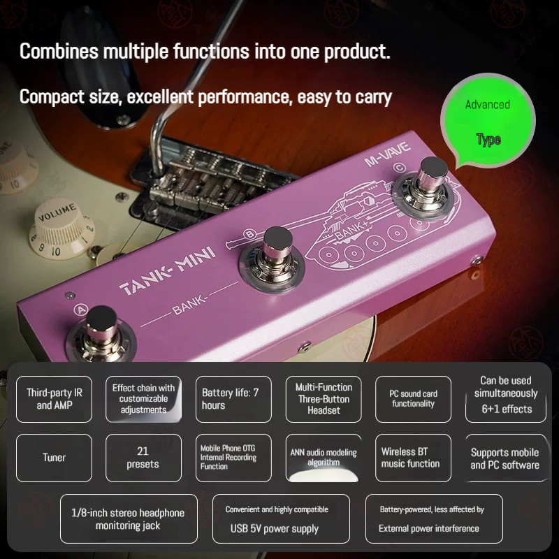 M VAVE Tank Mini Pedal de Efei - Bluetooth Speaker avaliação e preço